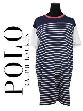 POLO Ralph Lauren Navy & White Striped Dress Size Large